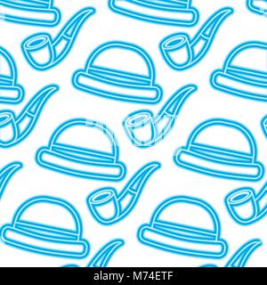 classic hat and tobacco pipe hipster style wallpaper Stock Vector