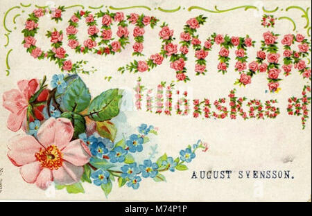 Godt Nytt Ar!, Happy New Year, written in flowers, August Svensson (NBY 1919) Stock Photo