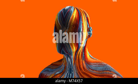 3d rendering. Extrude colorful head portrait Stock Photo