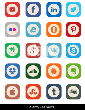 Social media icon collection with different types of web button icon set Stock Photo