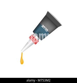 Realistic vector tubes of glue packaging mockup template. Stock Vector