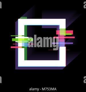Glitch effect  frame, modern style design elements. Vector illustration Stock Vector
