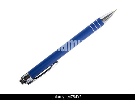 A blue ball point pen, isolated on white Stock Photo