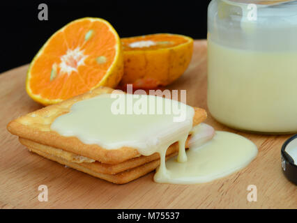 sticky of sweet milk for mix with drink or food and snack Stock Photo