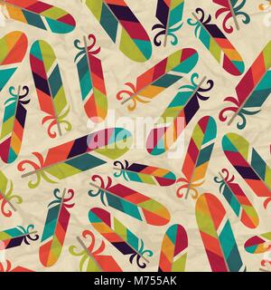 Seamless pattern with feathers on crumpled paper Stock Vector