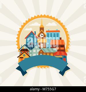 Town background design with cute colorful houses Stock Vector Image ...