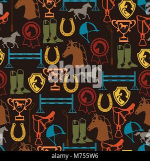Seamless pattern with horse equipment in flat style Stock Vector
