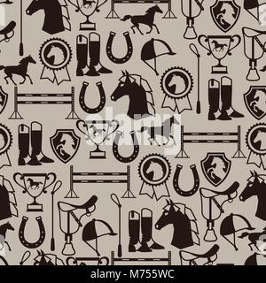Seamless pattern with horse equipment in flat style Stock Vector