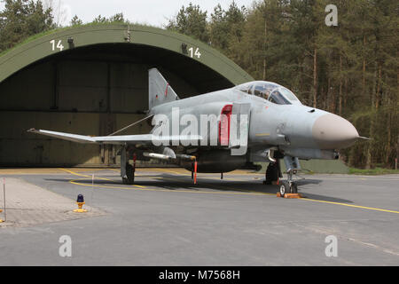 A Luftwaffe F-4F standing outside it's shelter at Wittmund airbase, home to JG-71, the last German Phantom unit. Stock Photo