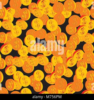 Coins with Dollar Symbols Seamless Pattern Stock Vector