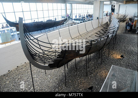 Vikingeskibsmuseet (Viking Ship Museum) established in 1969 as a permanent exhibition of five original well preserved Viking ships excavated nearby in Stock Photo