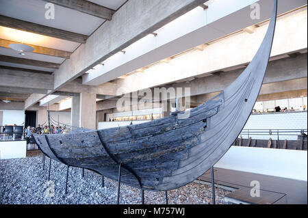 Vikingeskibsmuseet (Viking Ship Museum) established in 1969 as a permanent exhibition of five original well preserved Viking ships excavated nearby in Stock Photo