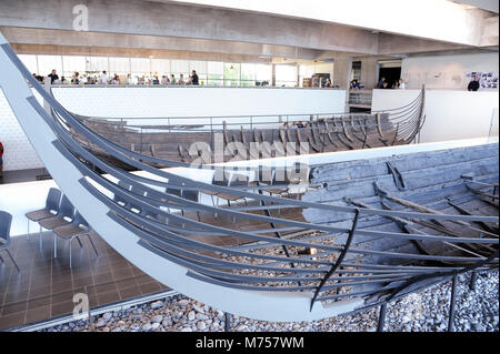 Vikingeskibsmuseet (Viking Ship Museum) established in 1969 as a permanent exhibition of five original well preserved Viking ships excavated nearby in Stock Photo