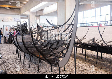 Vikingeskibsmuseet (Viking Ship Museum) established in 1969 as a permanent exhibition of five original well preserved Viking ships excavated nearby in Stock Photo