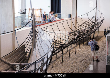 Vikingeskibsmuseet (Viking Ship Museum) established in 1969 as a permanent exhibition of five original well preserved Viking ships excavated nearby in Stock Photo