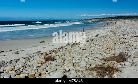 Monterey, CA - February 18, 2018. People enjoying Beach in the Monterey Peninsula, California, USA, on the 17-mile drive route near Pebble Beach in th Stock Photo