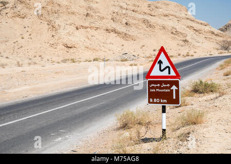 Road to Jebel Jais, Ras al Khaimah- United Arab Emirates Stock Photo