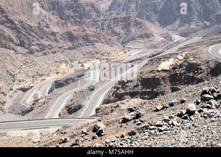 Road to Jebel Jais, Ras al Khaimah- United Arab Emirates Stock Photo