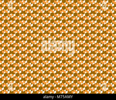 Abstract geometric pattern of dark brown, orange and white colors - Vector illustration. Stock Vector