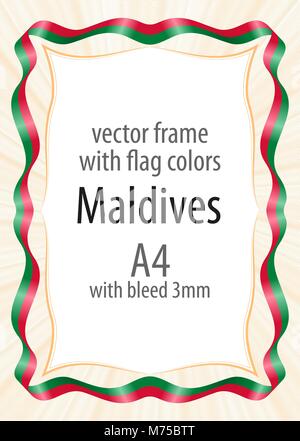 Frame and border of ribbon with the colors of the Maldives flag Stock Vector