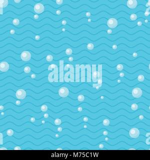 Water wave seamless pattern with air bubbles Stock Vector