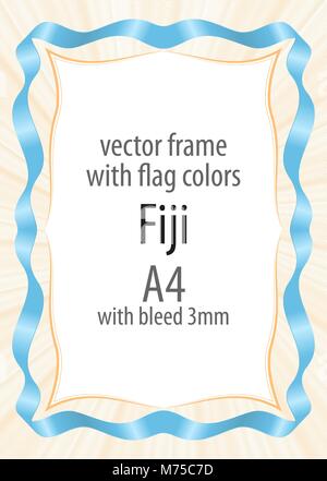 Frame and border of ribbon with the colors of the Fiji flag Stock Vector