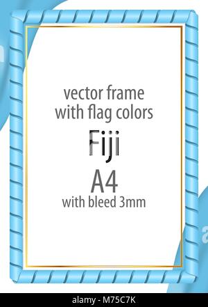 Frame and border of ribbon with the colors of the Fiji flag Stock Vector