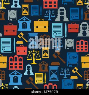 Law icons seamless pattern in flat design style Stock Vector