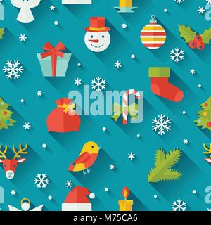 Merry Christmas and Happy New Year seamless pattern Stock Vector