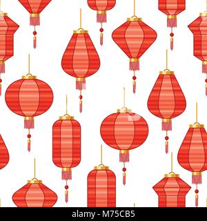 Chinese New Year seamless pattern with lanterns Stock Vector