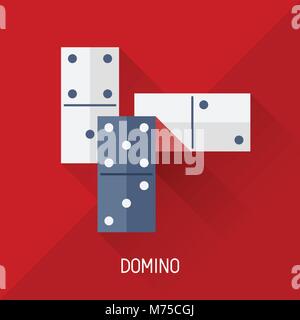 Game illustration with domino in flat design style Stock Vector