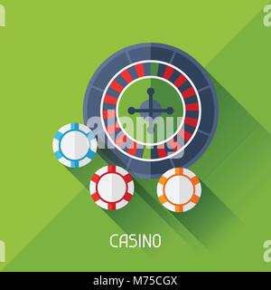 Game illustration with casino in flat design style Stock Vector