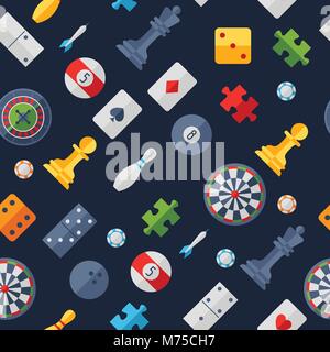 Seamless pattern with game icons in flat design style Stock Vector