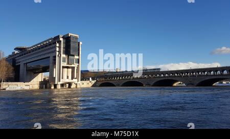 French Ministry of Finance , Pont de Bercy, Seine, Paris, France, Europe Stock Photo