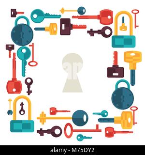 Background design with locks and keys icons Stock Vector