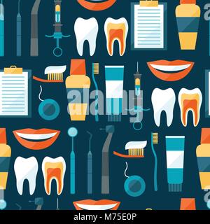 Medical seamless pattern with dental icons Stock Vector