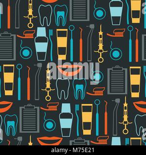 Medical seamless pattern with dental icons. Stock Vector