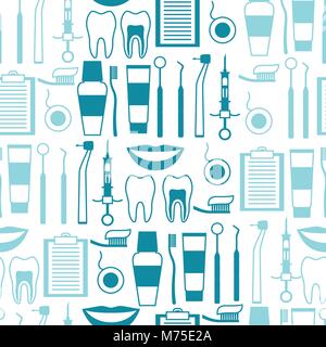 Medical seamless pattern with dental icons. Stock Vector