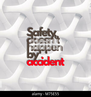 Safety doesn't happen by accident. Inspirational quote at elegant background, custom lettering for posters, t-shirts, social media or cards. Stock Photo