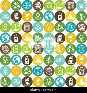 Ecology seamless pattern with environment icons. Stock Vector
