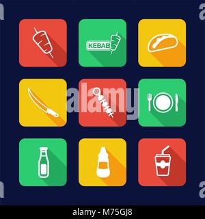 Kebab Icons Flat Design Stock Vector