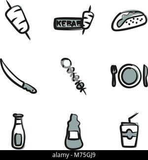 Kebab Icons Freehand 2 Color Stock Vector