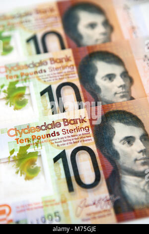 £10 pound notes from The Clydesdale Bank, Scotland Stock Photo