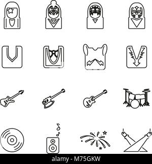 Kiss Band or Musician Icons Thin Line Vector Illustration Set Stock Vector