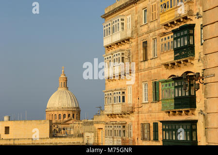 The Dome of the Carmelite Church in Valletta, Malta, Europe Stock Photo