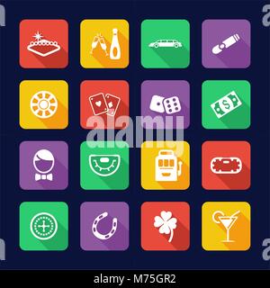 Las Vegas Icons Flat Design Stock Vector