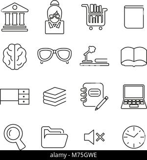 Library or Study Icons Thin Line Vector Illustration Set Stock Vector