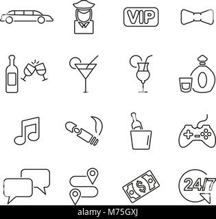 Limousine Service Icons Thin Line Vector Illustration Set Stock Vector