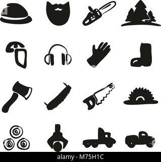 Lumberjack Icons Freehand Fill Stock Vector