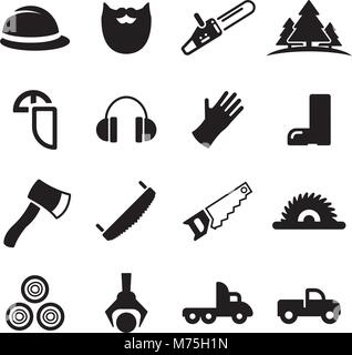 Lumberjack Icons Stock Vector